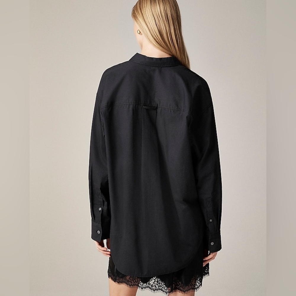 J. Crew Étienne Oversized Shirt Lightweight Oxford in Black Size Large NWT - Picture 4 of 9